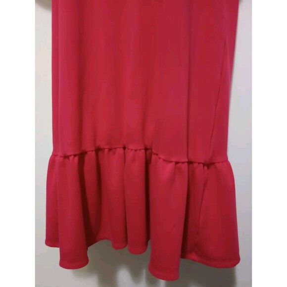 Draper James Size Small Pink Short Sleeve Solid Flounce Shift Dress V Neck - Picture 5 of 10